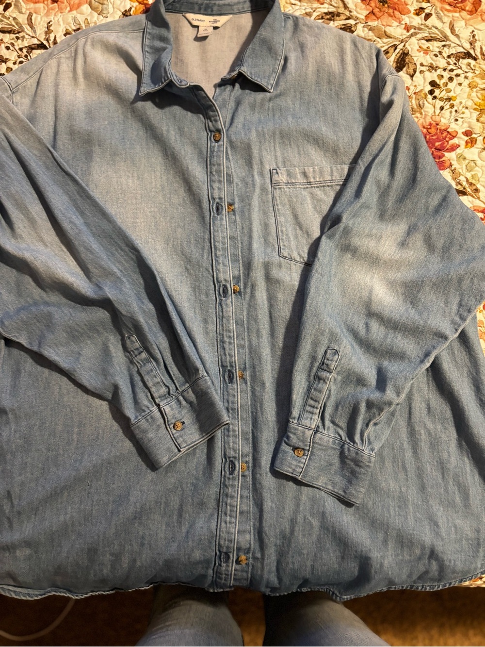 Old Navy Light Wash Denim Button-Down Shirt